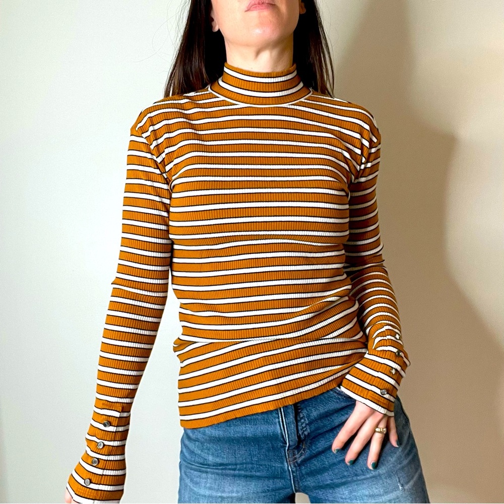 Scotch & Soda Yellow Striped Turtleneck Size Medium